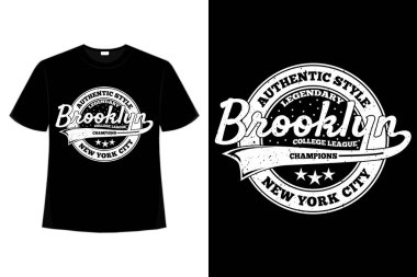 Tişört tipografisi Brooklyn otantik stil vintage tarzı