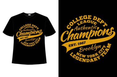 Tişört tipografi şampiyonu Brooklyn efsanevi otantik stil
