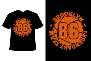 Tişört tipografisi Brooklyn efsanevi takım basketbolu klasiği