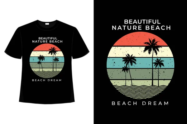 Stock vector T-shirt beach summer nature beautiful dream retro