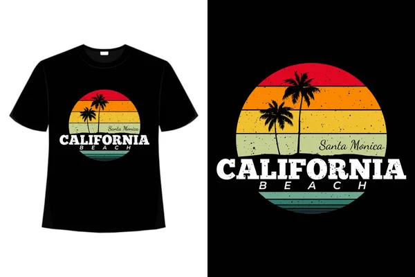 Camiseta Retro California Playa Santa Monica — Archivo Imágenes Vectoriales