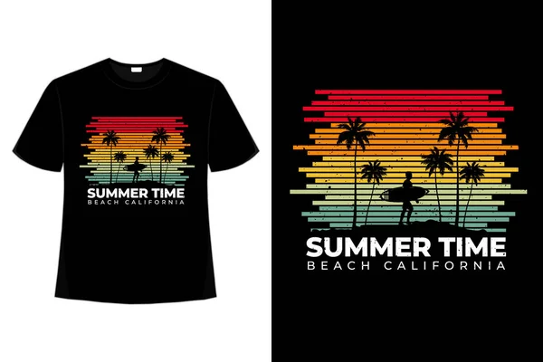 Tişört çizgisi retro stili plaj yaz zamanı California