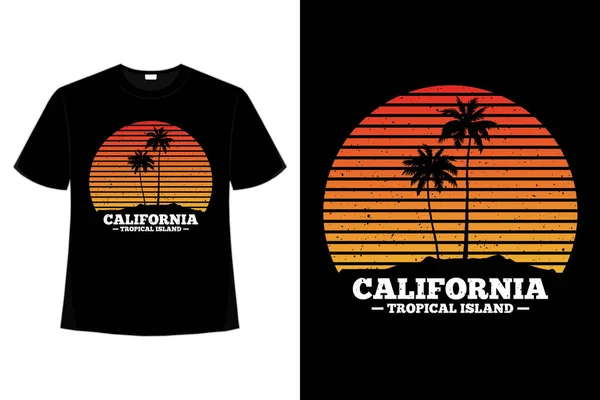 Shirt Plage Coucher Soleil Californie Île Tropicale — Image vectorielle