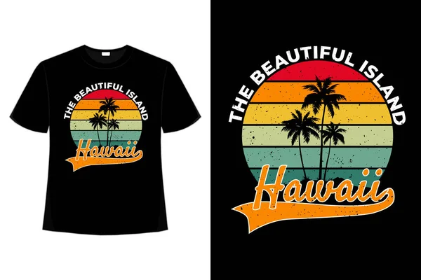 stock vector T-shirt beach beautiful island hawaii retro style