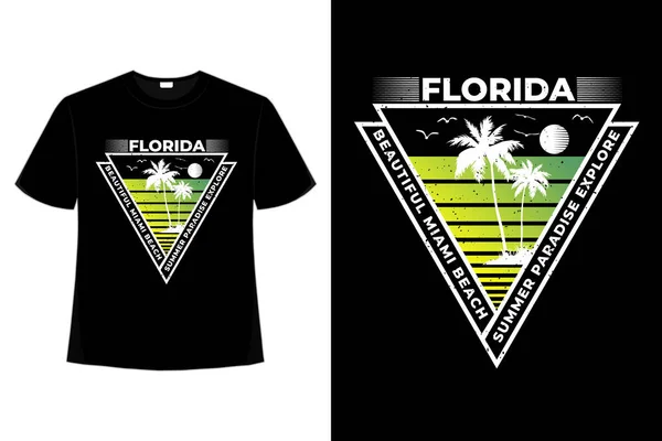 stock vector T-shirt florida beautiful beach miami explore retro