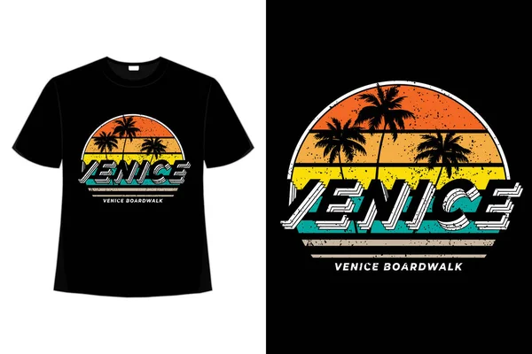 Shirt Venise Plage Style Rétro — Image vectorielle