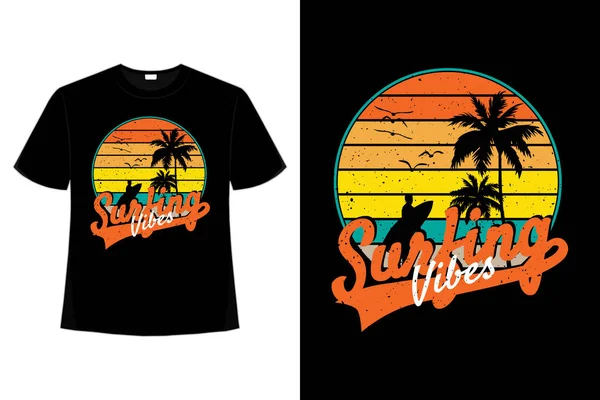 Shirt Surfen Vibes Retro Stijl — Stockvector