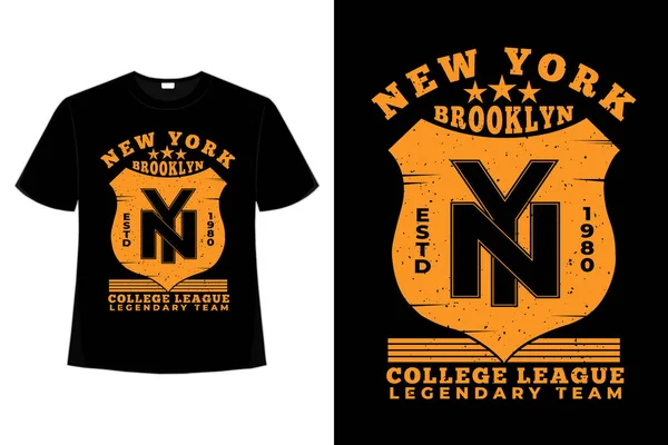 Shirt Typography Brooklyn New York College League — Stock Vector