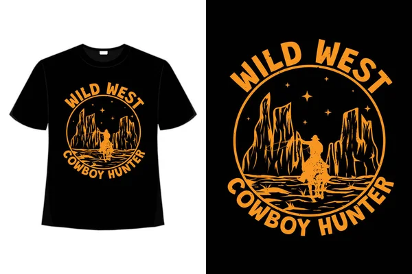 stock vector T-shirt wild west cowboy hunter desert yellow vintage style