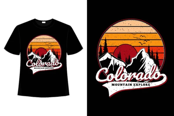 Shirt Colorado Montanha Pinheiro Retro Explorar Vetor De Stock
