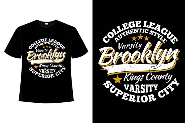 Shirt Tipografia Brooklyn Faculdade Liga Varsity Estilo Vintage Vetores De Stock Royalty-Free