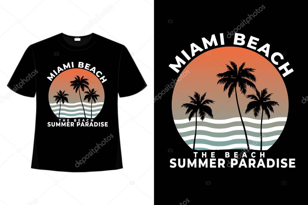 T-shirt miami beach summer paradise retro style