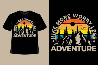 Macera yürüyüşü tişörtü tasarımı daha az çam ağacı tarzı antika illüstrasyon kaygısı