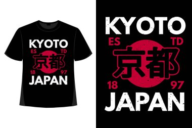 Kyoto japan tipografisinin T-shirt tasarımı