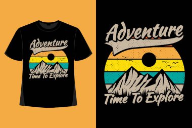 Macera tişörtü tasarımı doğa dağ antika illüstrasyonunu keşfediyor