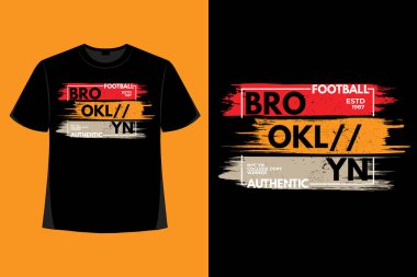 Brooklyn otantik futbol nostaljik illüstrasyonunun tişört tasarımı