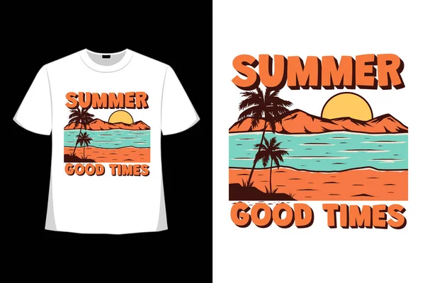 Shirt Sommer Mal Strand Tropischen Handgezeichneten Retro Vintage Stil — Stockvektor
