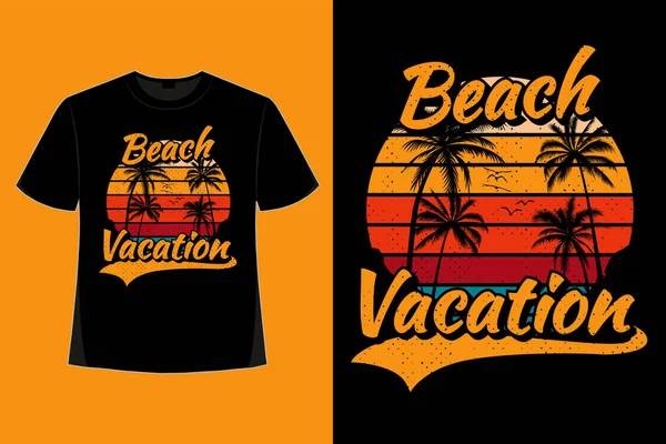 Camiseta Diseño Vacaciones Playa Estilo Tropical Retro Vintage Ilustración — Archivo Imágenes Vectoriales
