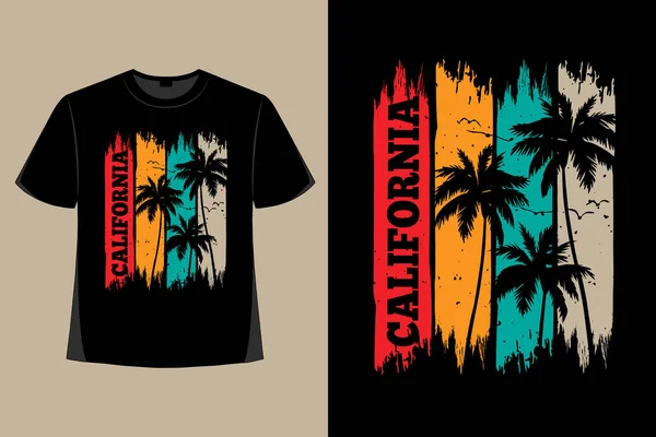 stock vector T-shirt design of california brush palm retro vintage illustration