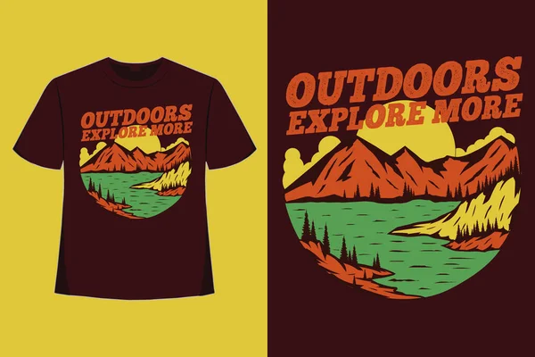 Shirt Design Von Outdoor Erkunden Mehr Bergsee Handgezeichnet Stil Vintage lizenzfreie Stockvektoren