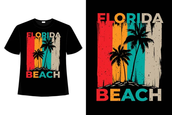 Shirt Design Florida Praia Ilha Pincel Estilo Retro Vintage Ilustração Gráficos De Vetores
