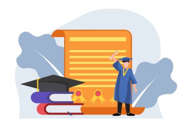 Mezuniyet Günü Düz Tasarım Çizimi