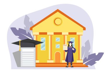 Mezuniyet Günü Düz Tasarım Çizimi