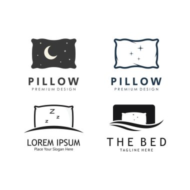Basit Tasarım Uyku Yastığı. İş, İçişleri, Mobilya ve Uyku Sembolü Logosu.