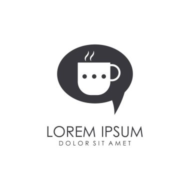 Kahve Konuşan Logo Tasarımı. Kahve Dükkanı 'nın Yaratıcı İllüstrasyon Logosu.