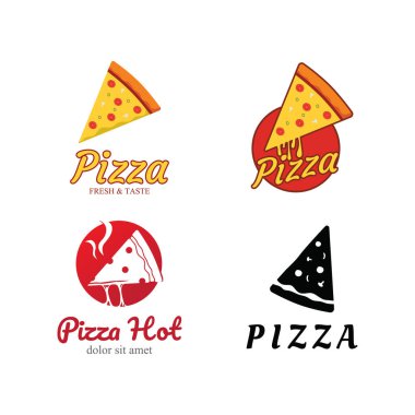 Pizza Çizimi Tasarımı. Yemek ya da Pizza Restoranı için Logo Simgesi.