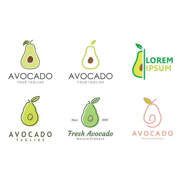 Natural Fresh Abacate Fruit Logo Icon Ilustração Vetorial Fruta Meio — Vetor de Stock