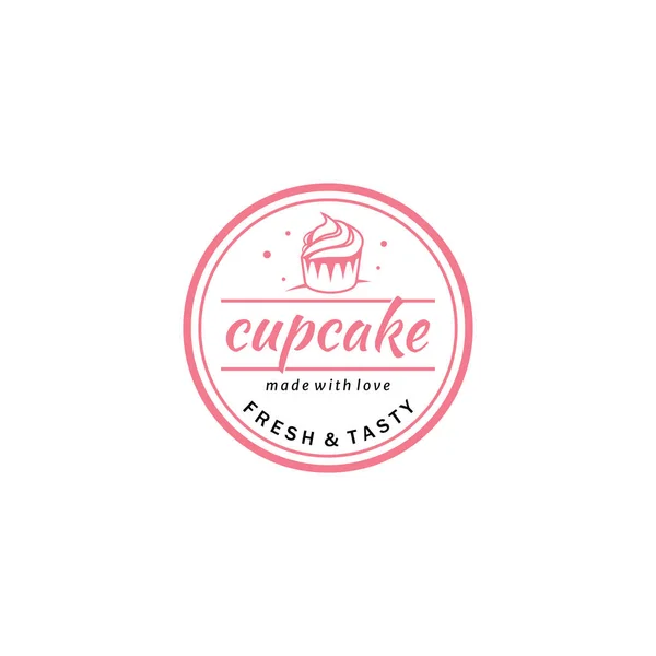 Ikon Cupcake Logo Logo Untuk Toko Kue Stiker Label Dll - Stok Vektor