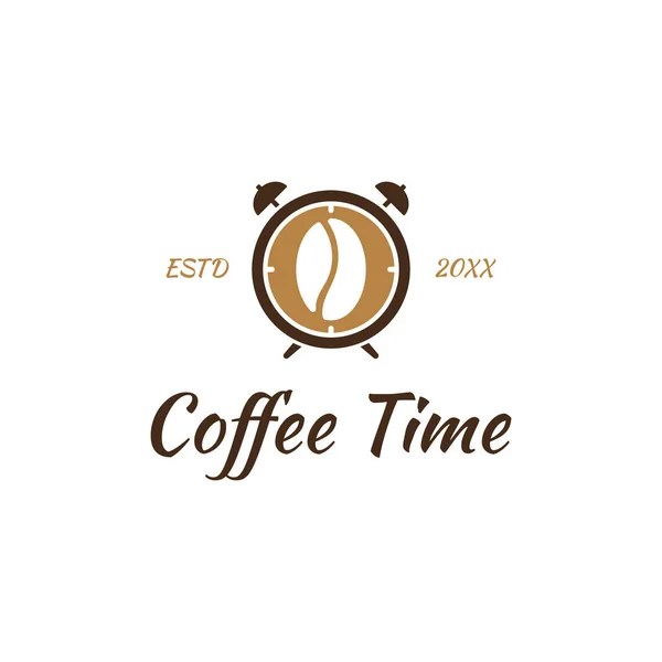 Coffee Time Logo Vorhanden Vektor Illustration Design Mit Flachem Konzept — Stockvektor