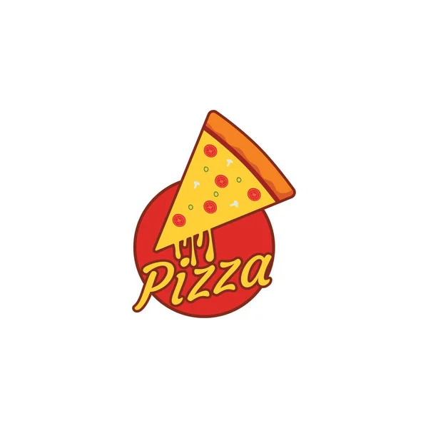 比萨插图设计 食物或比萨餐厅标志图标 — 图库矢量图片
