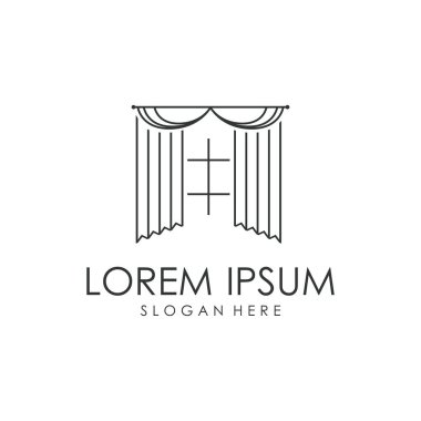 Basit Perde Logosu Simgesi. Ev Apartmanları Otelleri ve Perde Dükkanlarının Dekorasyonu için Perde Logosu.