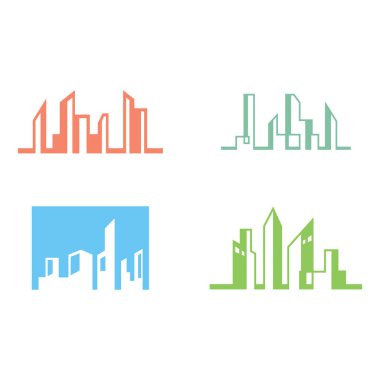 City Skyline Logosu. Modern Şehir Skyline Logo Tasarım Vektörü İllüstrasyonu.