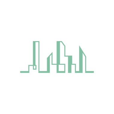 City Skyline Logosu. Modern Şehir Skyline Logo Tasarım Vektörü İllüstrasyonu.