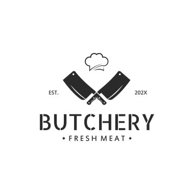 Kasap Bıçağı Vintage Logosu. İş Amaçlarının Logo Şablonu, Bıçak Dükkanı, Kasap Bıçak Dükkanı, Etiket, Etiket, Etiket, Sancak, vs..