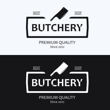 Kasap Bıçağı Vintage Logosu. İş Amaçlarının Logo Şablonu, Bıçak Dükkanı, Kasap Bıçak Dükkanı, Etiket, Etiket, Etiket, Sancak, vs..