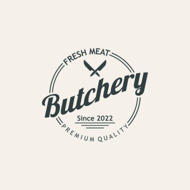 Kasap Bıçağı Vintage Logosu. İş Amaçlarının Logo Şablonu, Bıçak Dükkanı, Kasap Bıçak Dükkanı, Etiket, Etiket, Etiket, Sancak, vs..