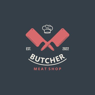 Kasap Bıçağı Vintage Logosu. İş Amaçlarının Logo Şablonu, Bıçak Dükkanı, Kasap Bıçak Dükkanı, Etiket, Etiket, Etiket, Sancak, vs..