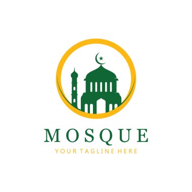 İslam sembolü. Basit Kavramlı Cami Yaratıcı Logo Tasarımı Şablonu.