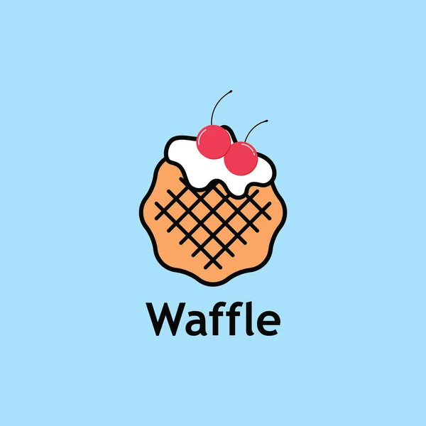 Belgian Waffle Logo Delicious Waffle Logo Inspiration Simple Concept — Stock Vector