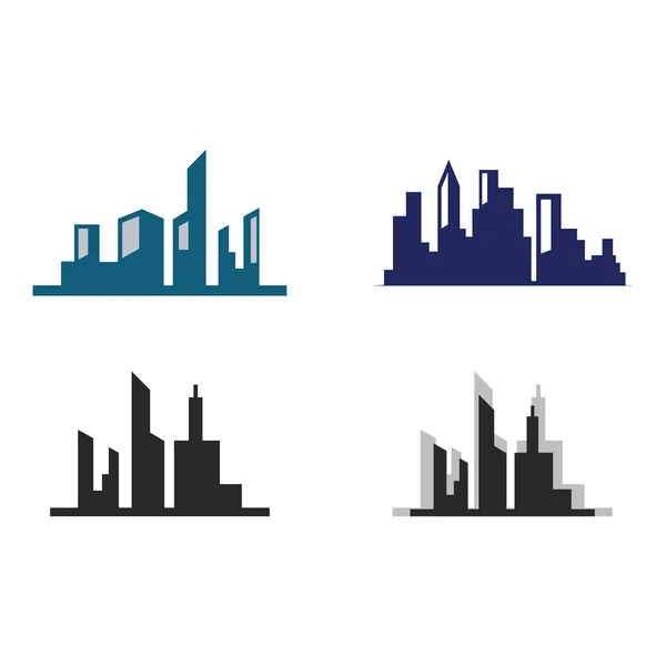 Logotipo City Skyline Cidade Moderna Skyline Logo Design Vector Ilustração — Vetor de Stock