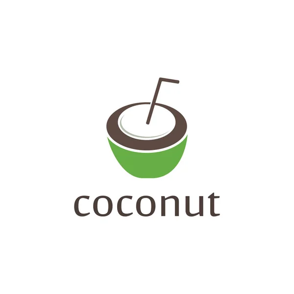 Icono Logotipo Coco Diseño Plano Coco Joven Natural — Archivo Imágenes Vectoriales