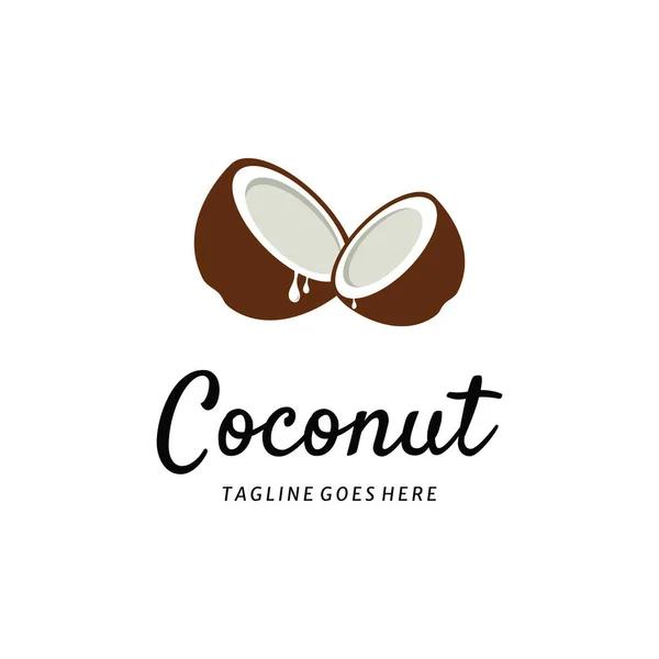 Кокосовый Логотип Икона Натуральный Молодой Кокосовый Плоский Дизайн — стоковый вектор