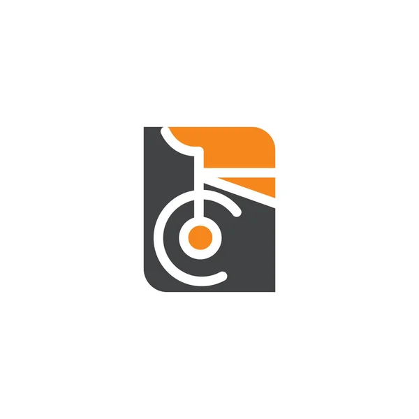 Design Plano Logotipo Bicicleta Vetor — Vetor de Stock