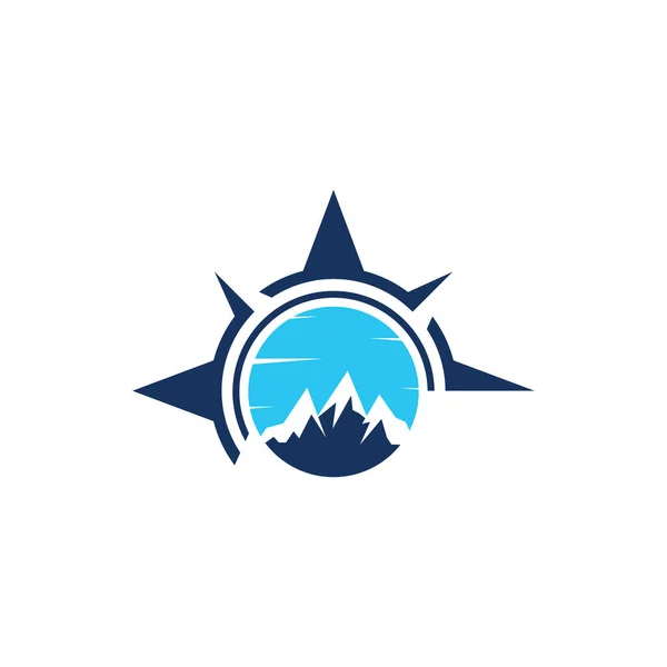 Brújula Logotipo Montaña Diseño Logotipo Para Aventura Inspiración Viaje — Vector de stock