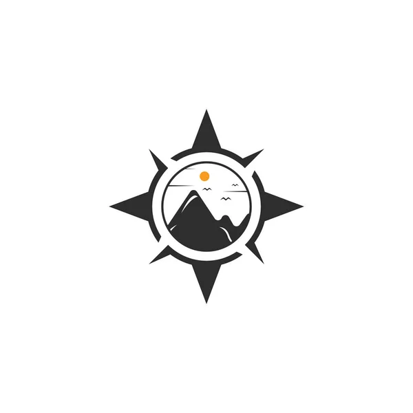 Boussole Logo Montagne Logo Design Pour Aventure Inspiration Voyage — Image vectorielle