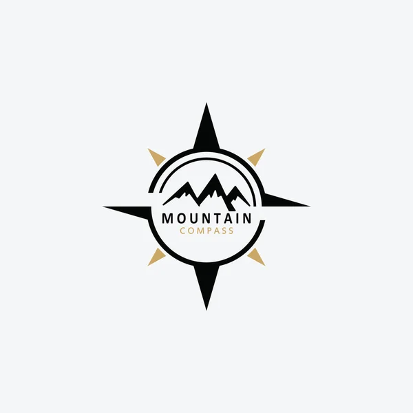 Компас Горный Логотип Логотип Дизайн Приключений Путешествия Вдохновения — стоковый вектор